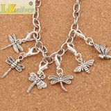 20pcs Dragonfly Heart Floating Lobster Clasps Beads 14.1x35.5mm Charms