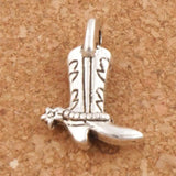 Cowboy Boots Shoes Charm Beads Tibetan Silver 30pcs Pendants Jewelry Finding