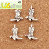 Cowboy Boots Shoes Charm Beads Tibetan Silver 30pcs Pendants Jewelry Finding