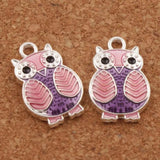 Enamel Owl Charm Beads 10pcs Plated Pendants Jewelry DIY