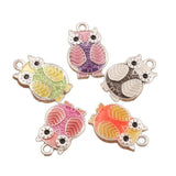 Enamel Owl Charm Beads 10pcs Plated Pendants Jewelry DIY