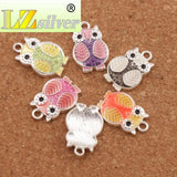 Enamel Owl Charm Beads 10pcs Plated Pendants Jewelry DIY