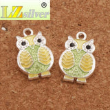 Enamel Owl Charm Beads 10pcs Plated Pendants Jewelry DIY
