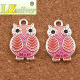 Enamel Owl Charm Beads 10pcs Plated Pendants Jewelry DIY