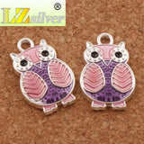 Enamel Owl Charm Beads 10pcs Plated Pendants Jewelry DIY