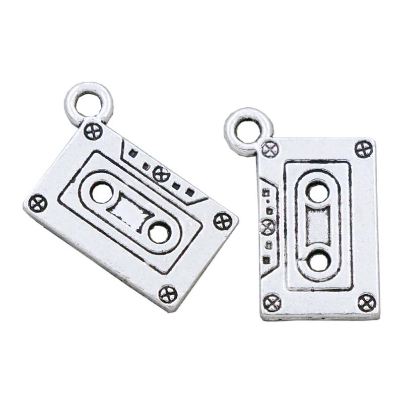 15Pcs Music Cassette Tape Spacer Charm Beads Pendants
