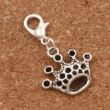 Crown Lobster Claw Charm Beads Tibetan Silver 29.4x18mm 15pcs