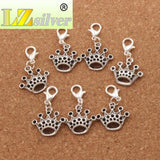 Crown Lobster Claw Charm Beads Tibetan Silver 29.4x18mm 15pcs