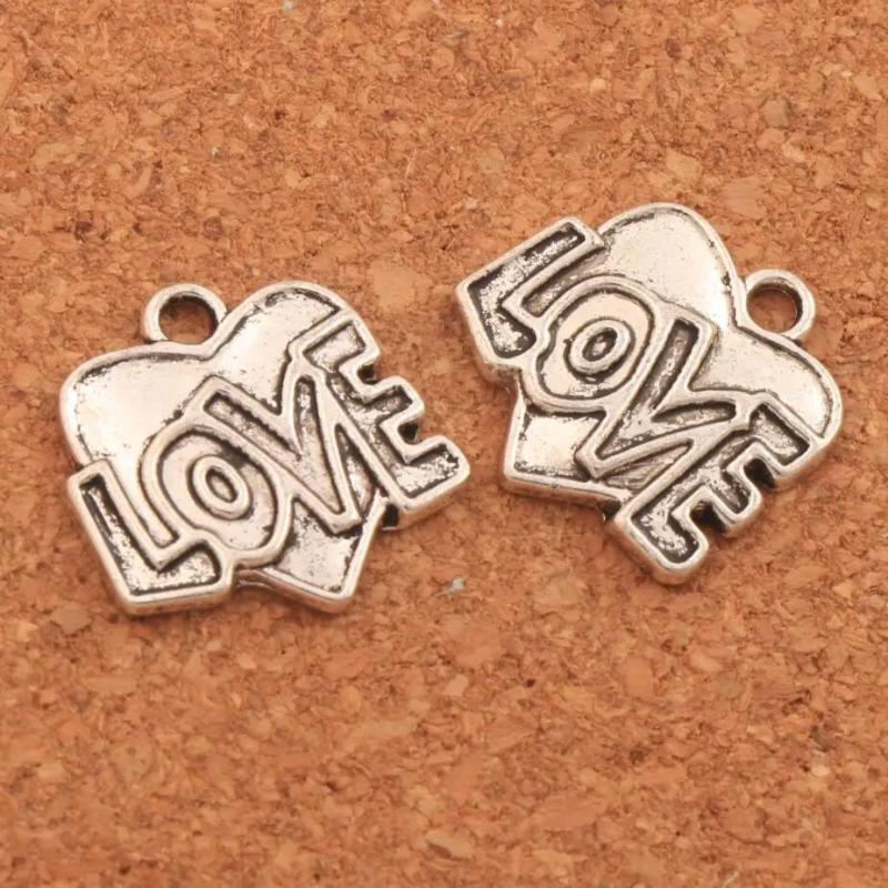 25pcs Love Letter Heart Charm Pendants Spacer Beads Jewelry DIY