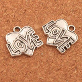 25pcs Love Letter Heart Charm Pendants Spacer Beads Jewelry DIY