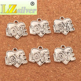 25pcs Love Letter Heart Charm Pendants Spacer Beads Jewelry DIY