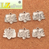 25pcs Love Letter Heart Charm Pendants Spacer Beads Jewelry DIY