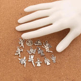 24Pcs Mix Angel Charm Beads Tibetan Silver Pendants Jewelry Finding
