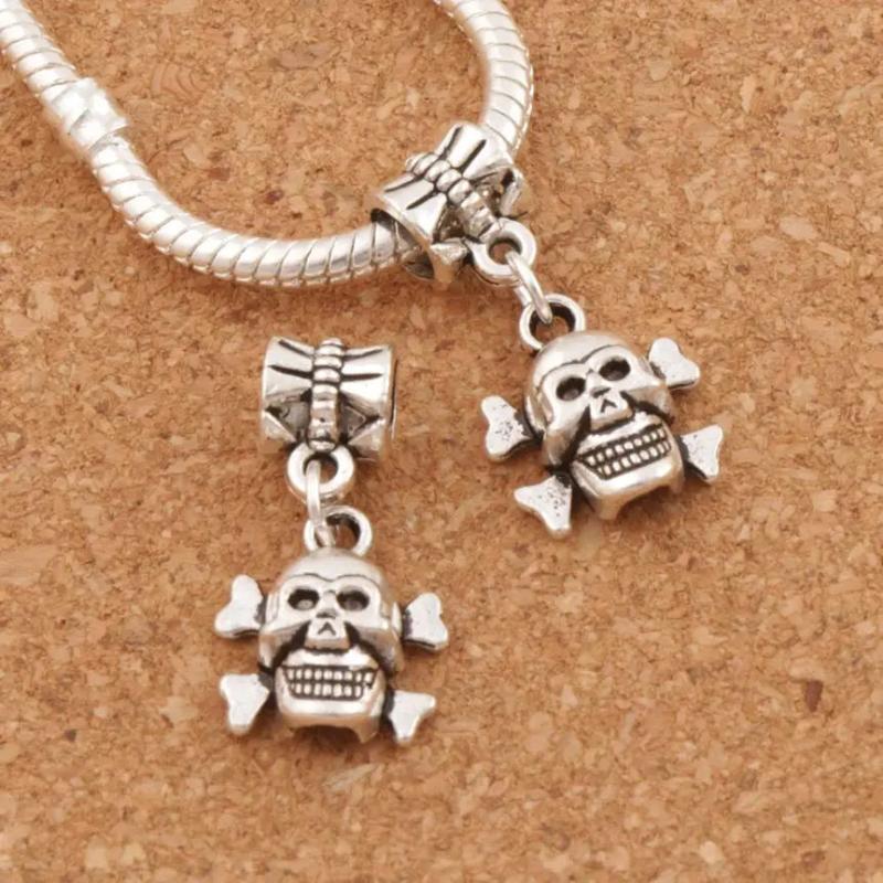 Skull Big Hole Beads 25.1x12.9mm 18pcs for Bracelets DIY B975
