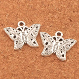 Tibetan Silver Dots Butterfly Charm Beads 21x17.2mm 25Pcs
