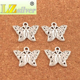Tibetan Silver Dots Butterfly Charm Beads 21x17.2mm 25Pcs