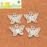 Tibetan Silver Dots Butterfly Charm Beads 21x17.2mm 25Pcs