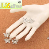 Tibetan Silver Dots Butterfly Charm Beads 21x17.2mm 25Pcs
