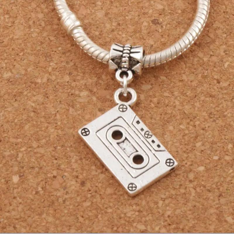 Music Cassette Tape Charm Beads Tibetan Silver Fit European Bracelets