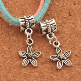 Lilac Flower Charm Beads 25Pcs Tibetan Silver Dangle Fit Bracelets B321