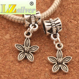 Lilac Flower Charm Beads 25Pcs Tibetan Silver Dangle Fit Bracelets B321