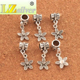 Lilac Flower Charm Beads 25Pcs Tibetan Silver Dangle Fit Bracelets B321