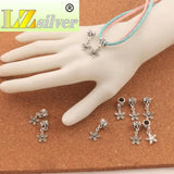 Lilac Flower Charm Beads 25Pcs Tibetan Silver Dangle Fit Bracelets B321