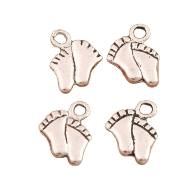 80Pcs Baby Feet Spacer Charm Beads Tibetan Silver Jewelry Finding L451