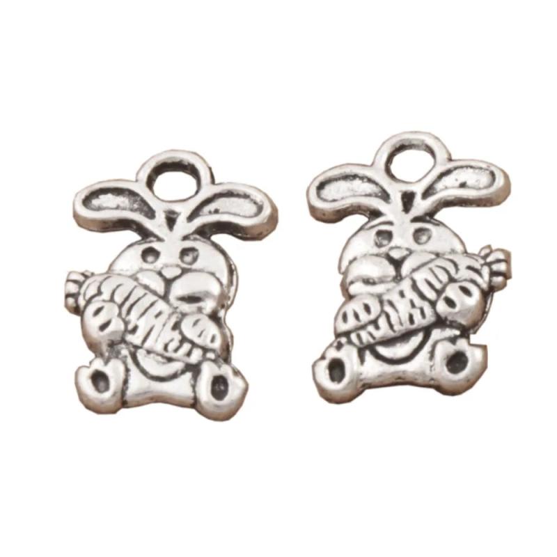 Easter Bunny Carrot Rabbit Charm Beads Zinc Alloy Pendants Jewelry