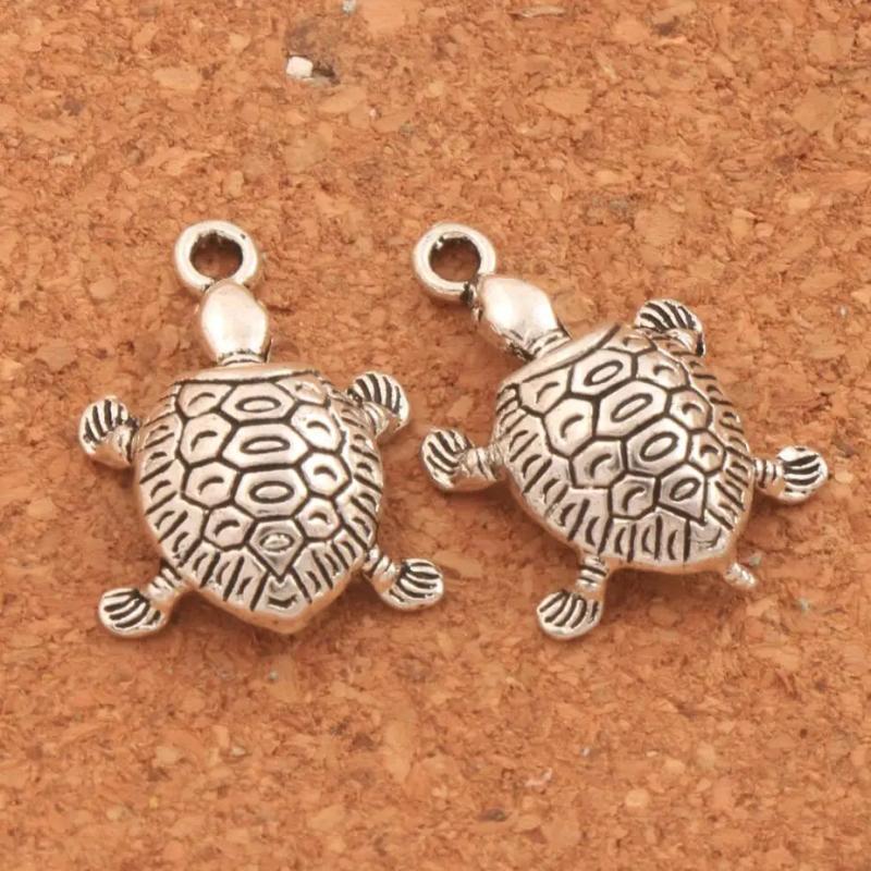 Turtle Tortoise Sea Animal Charm Beads Tibetan Silver 30Pcs