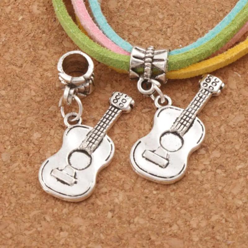 Acoustic Guitar Charm Beads Tibetan Silver 12pcs B291
