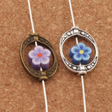 Oval Frame Charm Beads 19.2x14.4mm 30pcs Zinc Alloy/Bronze Pendants