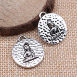 10pcs 22x20mm Round Sitting Buddha Charms Silver Jewelry Findings