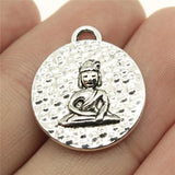 10pcs 22x20mm Round Sitting Buddha Charms Silver Jewelry Findings