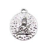 10pcs 22x20mm Round Sitting Buddha Charms Silver Jewelry Findings