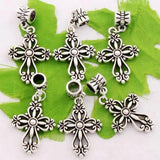 18pcs Heart Cross Charm Beads Fit European Bracelets B425