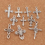 Flower Cross Charm Beads 20pcs Zinc Alloy Pendants