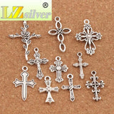 Flower Cross Charm Beads 20pcs Zinc Alloy Pendants