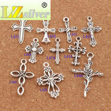 Flower Cross Charm Beads 20pcs Zinc Alloy Pendants