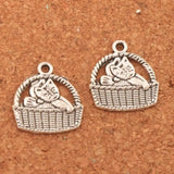 Cat Basket Charm Beads 16x17.3mm 45Pcs DIY Jewelry