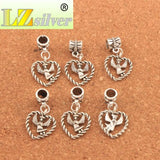 20Pcs Angel Wings in Heart Big Hole Beads Dangle Fit European Bracelets B933