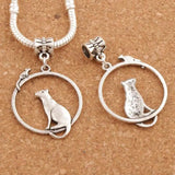 10pcs Cat Mouse Charm Beads on Ring Dangle 26x42mm European Bracelets B032