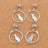 10pcs Cat Mouse Charm Beads on Ring Dangle 26x42mm European Bracelets B032