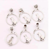 10pcs Cat Mouse Charm Beads on Ring Dangle 26x42mm European Bracelets B032