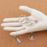 10pcs Cat Mouse Charm Beads on Ring Dangle 26x42mm European Bracelets B032