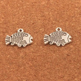 40pcs Tibetan Silver Flounder Fish Animals Charms Pendants Jewelry Finding
