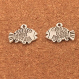 40pcs Tibetan Silver Flounder Fish Animals Charms Pendants Jewelry Finding