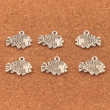 40pcs Tibetan Silver Flounder Fish Animals Charms Pendants Jewelry Finding