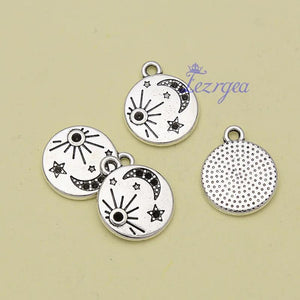 20pcs Antique Silver Moon Star Charms Sun Pendants for DIY Jewelry