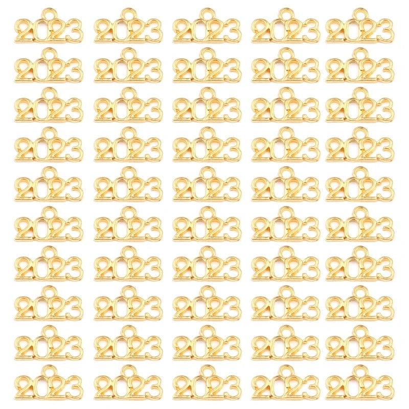 50 Pcs Year Number Anniversary Pendant DIY Jewelry Accessories